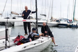 SB20 crews working on their boats in the Hyères marina