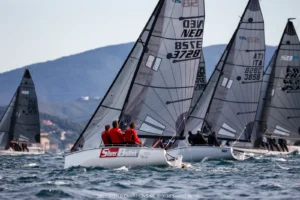 SB20s racing upwind side by side in Hyères