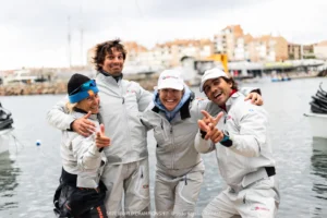 Charlotte Borghesi with team Kidzink Youth at the 2026 SB20 World Championship in Hyères