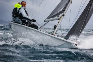 Strong wind conditions on Day 5 of the 2026 SB20 World Championship in Hyères